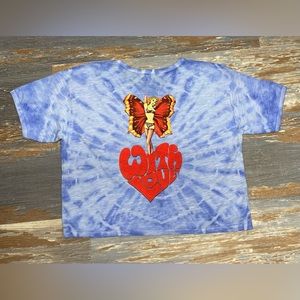 NWOT BOYS LIE BLUE TIE DYE SHORT SLEEVE CROP CREWNECK TEE SIZE SMALL